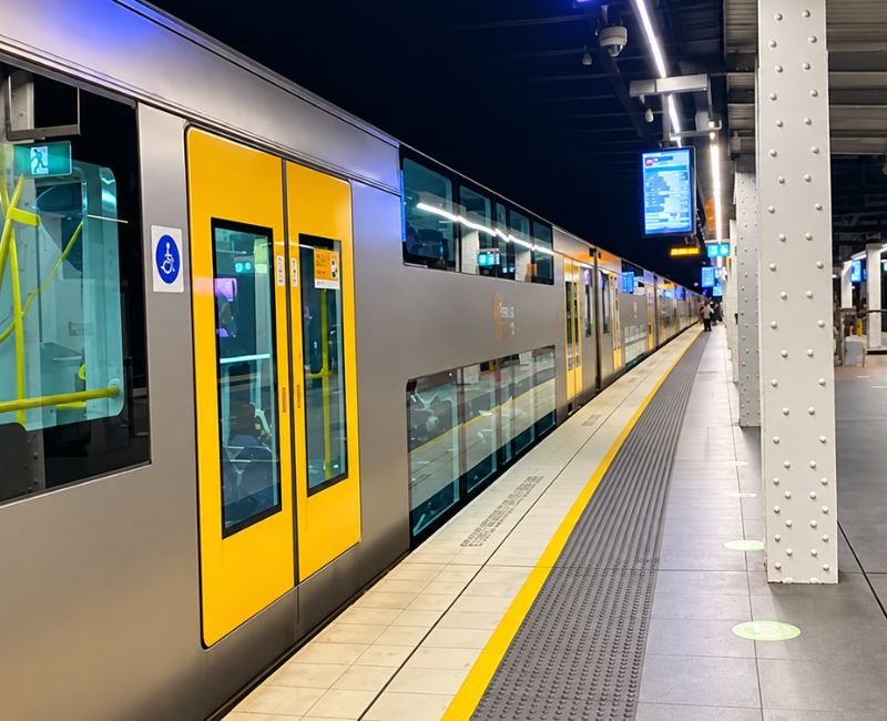 Railway platform connection for transfer between train schedules.