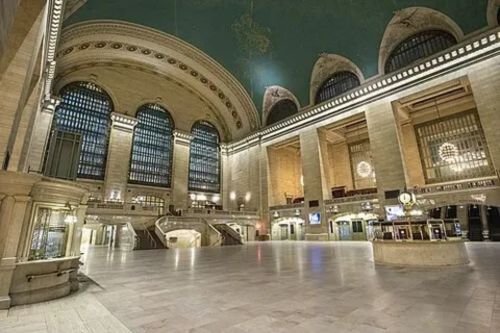 Busy historic train station terminal in a major American city