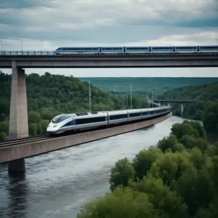 Scenic passenger train traveling through lush green mountains on a railway tour