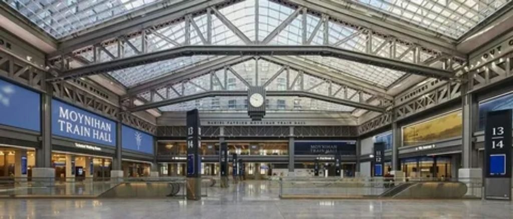 New York Penn Station train arriving from Boston