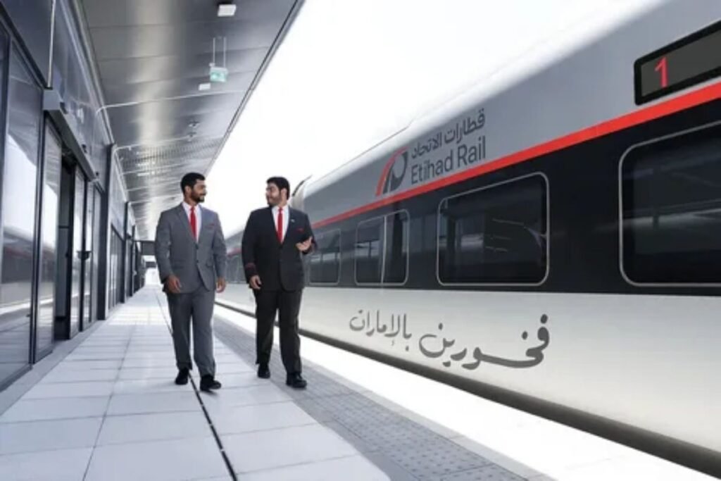 Passenger asking uniformed railway staff for directions and travel assistance