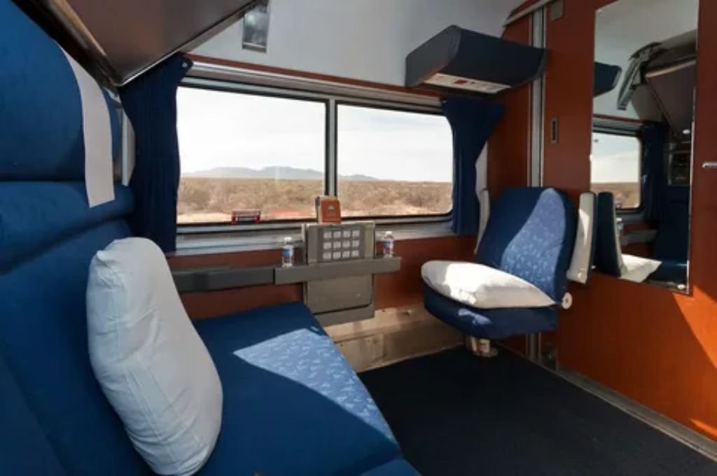 Amtrak sleeper car private bedroom suite interior for overnight train vacations
